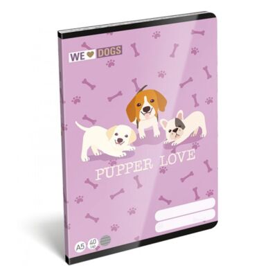 Füzet LIZZY CARD A/5 40 lapos vonalas We love dogs,Pups