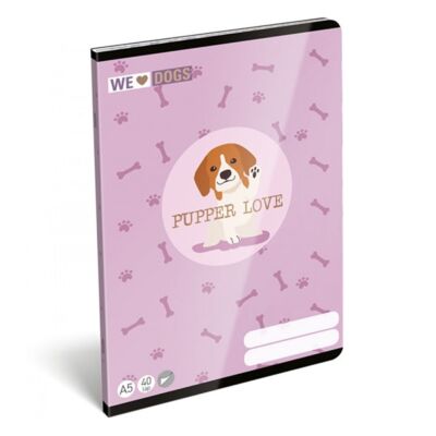 Füzet LIZZY CARD A/5 40 lapos sima We love dogs,Pups