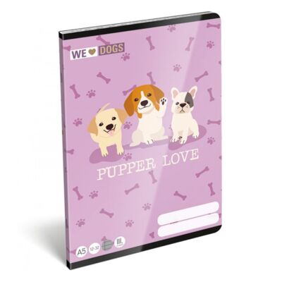 Füzet LIZZY CARD A/5 32 lapos vonalas III.osztályos 12-32 We love dogs,Pups