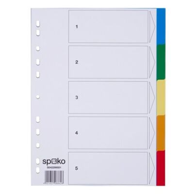 Regiszter SPOKO A/4 műanyag 5 szín