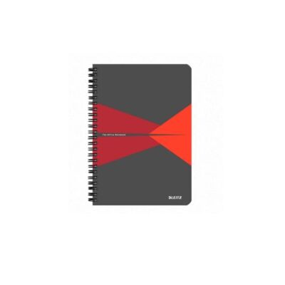 Spirálfüzet LEITZ Office A/4 PP borítóval 90 lapos kockás piros